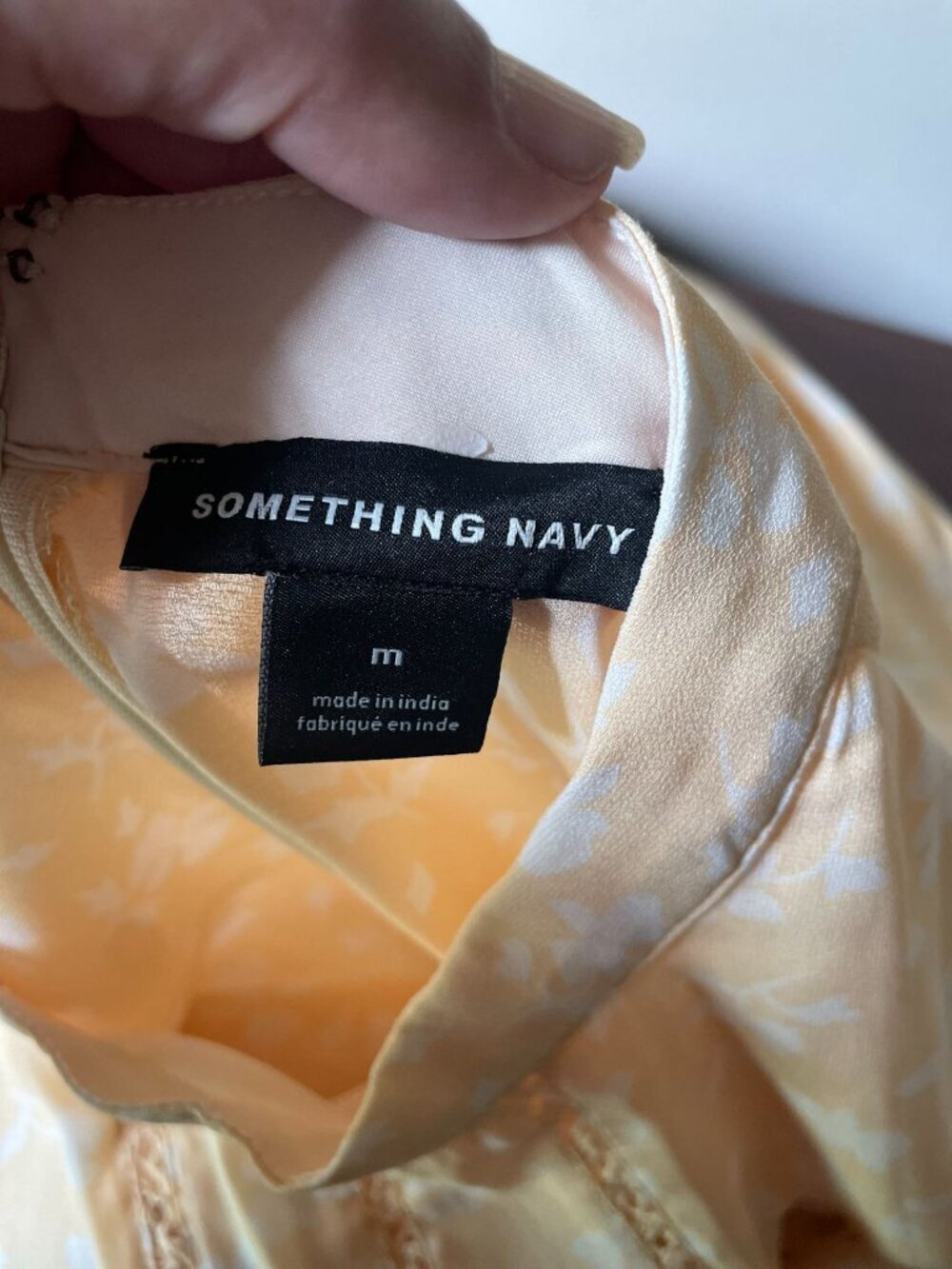 Anthropologie Something Navy Yellow Floral Maxi Dress Lightweight Front Slits Bo - Picture 16 of 16